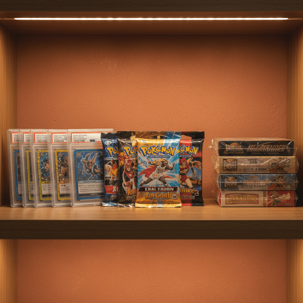 Trading cards collection with vintage and modern packs